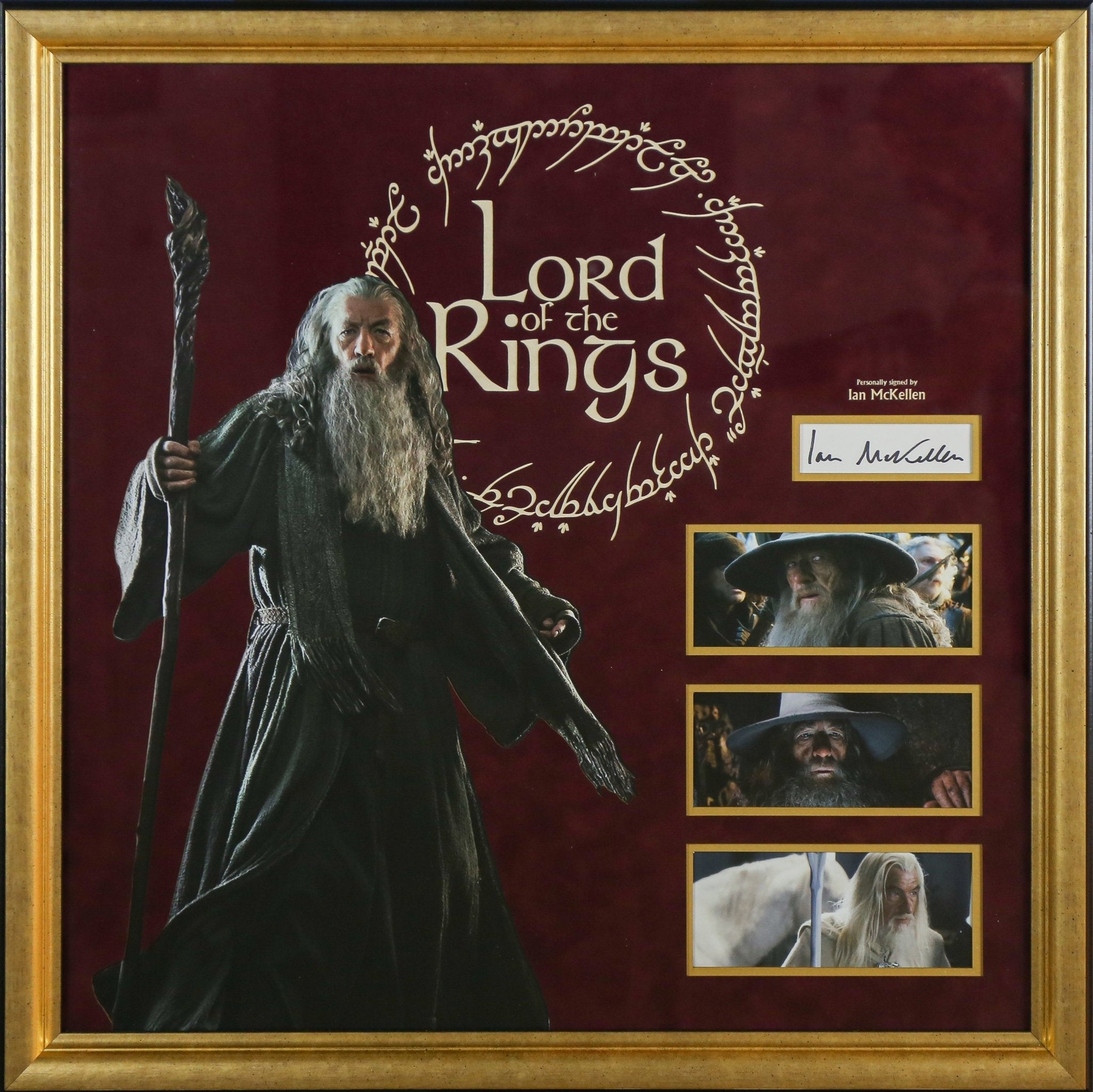 Ian McKellen, Lord of The Rings Signed White card Framed Display - Memorabilia Framers Shop